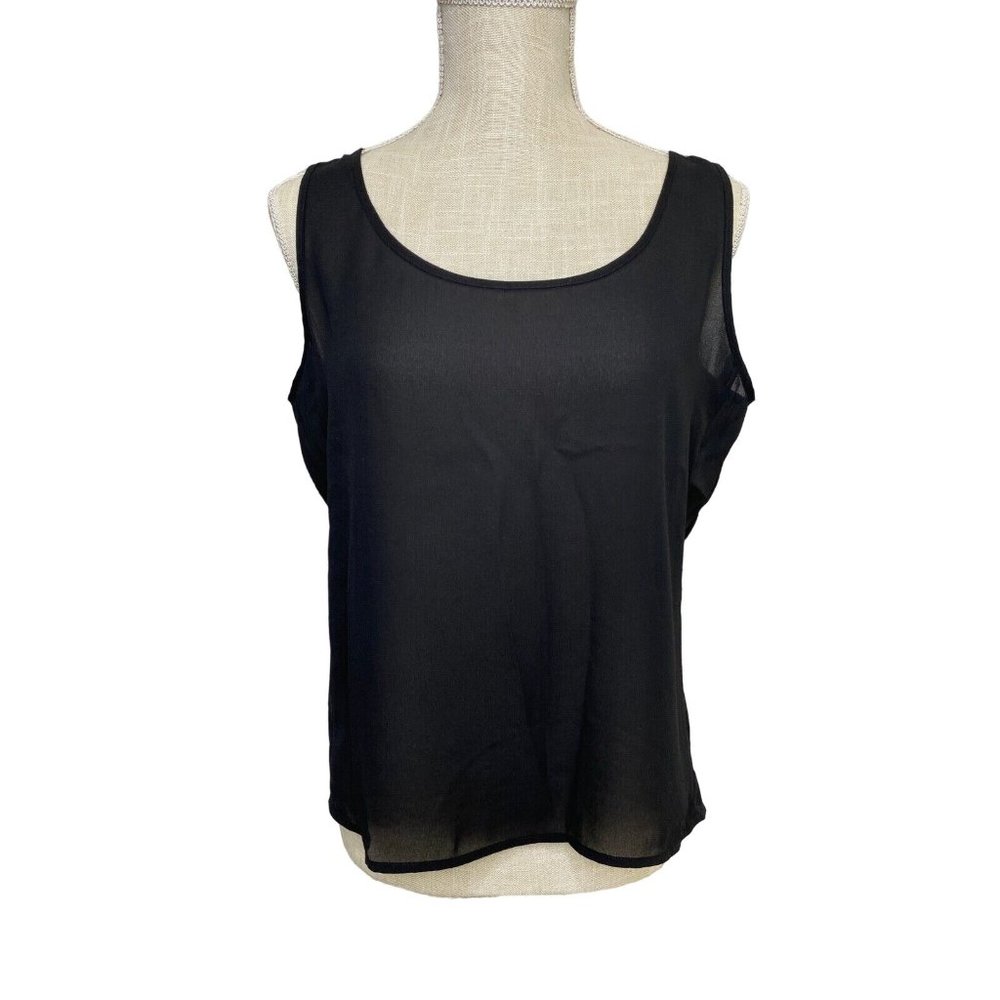 Liz Claiborne Collection Black Sleeveless Blouse Sheer Fabric Size 8